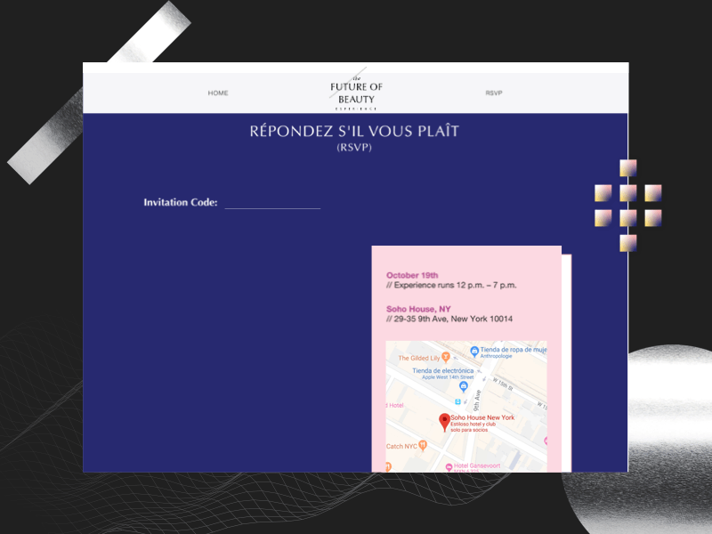 The Future of Beauty RSVP Form beauty design footer design form design graphic identity interaction landing page microsite rsvp ui ux