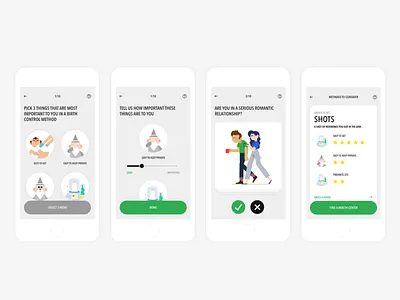 Birth Control Learning App (Design My Birth Control Method) birth control clean customization flat game illustration info graphic learning app minimal app ui