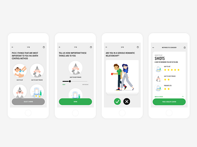 Birth Control Learning App (Design My Birth Control Method) birth control clean customization flat game illustration info graphic learning app minimal app ui