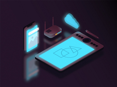 internet & cloud isometric object illustration app illustration internet isometric isometric icons modem smarphone startup