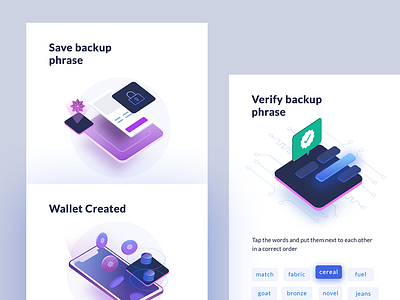 Illustration backup blockchain icons illustation ui ux wallet