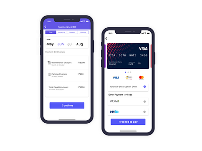 Maintenance Bill Payment adobe xd buttons cards color design illustation ios app design iosapp minimal app payment ux