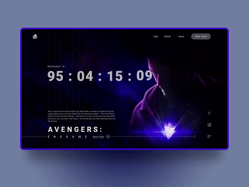 Daily UI challenge #014 014 adobe xd animation avengers countdown daily 100 daily 100 challenge dailyui design end game flat graphic iron man marvel ui ui design uiux ux web web design