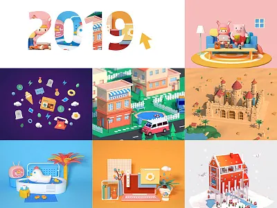 calendar 2019 c4d calendar illustration