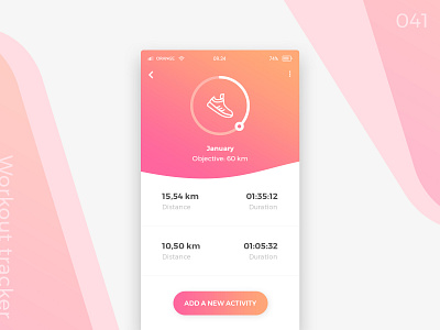 Daily UI #041 - Workout Tracker 041 app clean daily ui dailyuichallenge design gradient icon mobile app photoshop running ui ux vector workout tracker