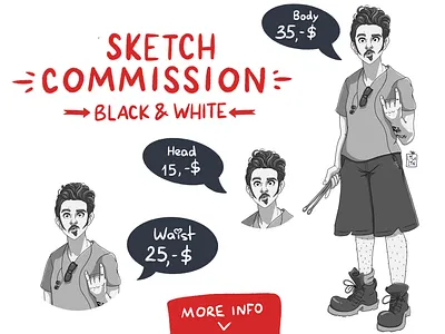 Commissions OPEN! Black & White art boy cartoon cartoon character cg character character design commission concept design guy illustration ios men modern portrait procreate ps sketch typography