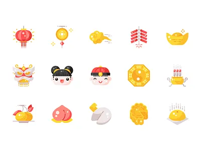 Xin Jia Yu, Xin Xin, Huat Chai design flat graphic icon icons illustration minimal shot ui vector