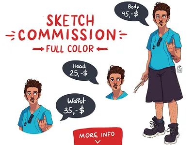 Commissions OPEN! Full color sketches art branding cartoon cartoon character cg character character design commission concept design illustration ipad pro logo men modern portrait procreate ps sketch ui