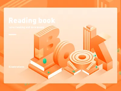 Reading book 2.5d color design illustration ui
