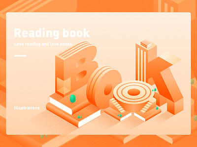 Reading book 2.5d color design illustration ui