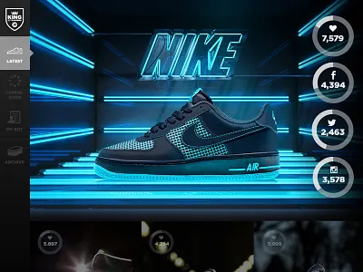 King of Trainers - Product Launch with Social Integration clean design footwear graphic design landing page photography product product launch retail side nav side navigation social social buttons social campaign social integration sports brand store ui web design