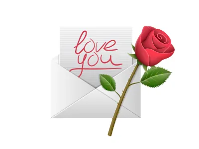 Envelope with text "love you" and red rose on Valentine's day 14 14 feb envelope letter lettering love red rose valentine valentine day vecor