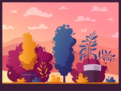 Plants cartoon design illustration landscape nature plants vector