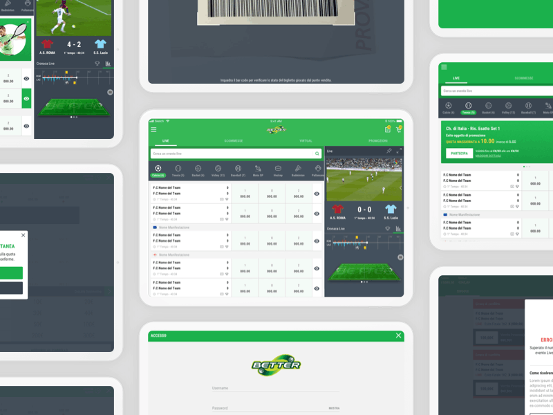 Better by Lottomatica - Tablet landscape android animation app betting ios sketch soccer sport sport app ui user experience user interface ux