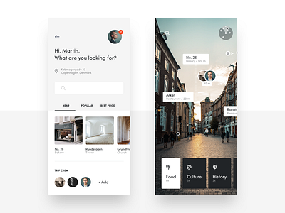 Explore the unknown places through Augmented Reality (part 4) android app ar augmented augmentedreality behance distance flat food friends list future interface ios iphone map mobile navigation street tourism travel