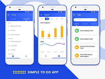 Simple To Do App - To Do, Report, Help app design graph mobile app design todos ui ux