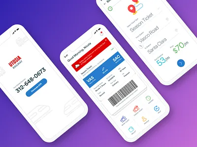 UTOSIA Railway Ticket Booking App app booking color design dribbble icon interface railway ticket train travel typography ui ux