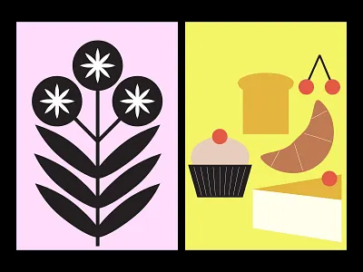 sweets abstract color design flat flower food geometic illustration kitchen nature poster simple sweets typography vector