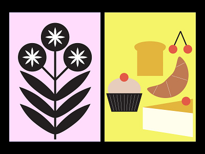 sweets abstract color design flat flower food geometic illustration kitchen nature poster simple sweets typography vector