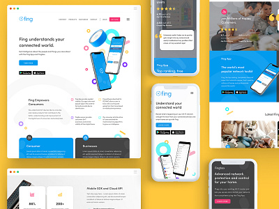 Fing - Website Redesign blue brand brand and identity branding clean color design desktop graphic design identity illustration minimal mobile simple typography ui uiux ux web webdesign