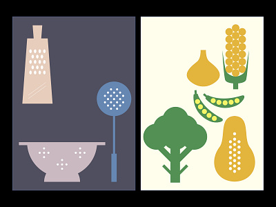 dotted color flat food illustration kitchen poster simple vector vegetables