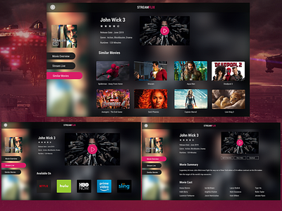 UI Design Concept For Movie Streaming Software acrylic concept cool design dailui design music netflix new streaming ui ux uxui videos