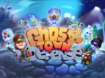 Ghost Tower Defense splash screen app icon artua branding character character design concept design game game art game design ghost ghost town human illustration ios logo splash screen tower defense ui