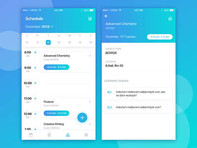 Schedule View android ui calendar design class class schedule design ios design scheduleview typography ui ux