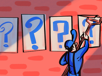 Fresh Questions blue brick illustration ink pink procreate app questionmark questions signs