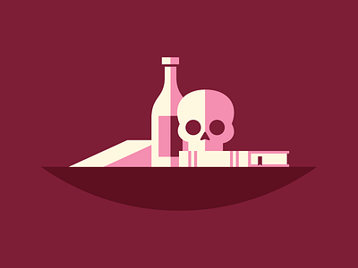 Still life illustration skull still life vanitas