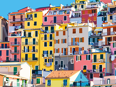 Cinque Terre, Italy adobe illustrator cinqueterre design flat design illustration italy vector vector art vector illustration