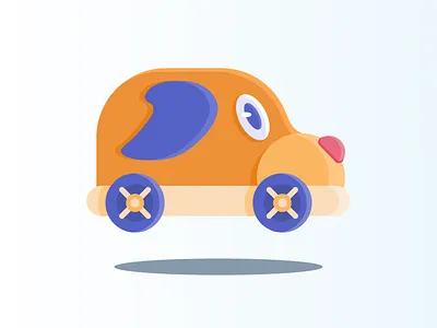 Doggy Ride! car cartoon character design digital dog drawing flat illustration jump van vector vehicle