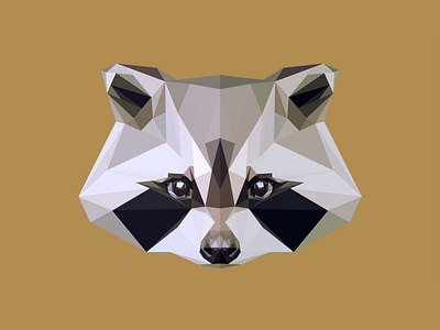 Low Poly Raccoon flat head low low poly low poly modern nature pattern picture pilferer poly polygon predator print puzzle raccoon shape silhouette vector wild