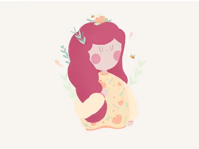 Girl with flowers. flower girl girl character hair sweater