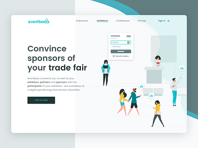 Eventbaxx exhibitions Landing Page hero illustration landing page ui ux web