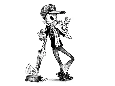 Milkshake Lumberjack bw hipster illustration pointillism