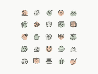 Wellness Icons - Full Set clean duotone health icon set iconography icons illustration line meditation organic wellness work out yoga