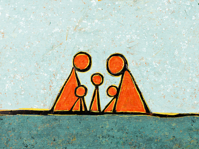 Family Prayer II illustration painting photoshop