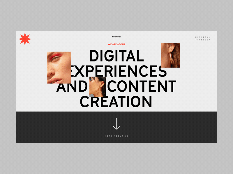 Two Times Homepage Animation Alternative Version anim animation art concept design fashion gif grid homepage interaction interface models motion photo promo typography ui ux web website