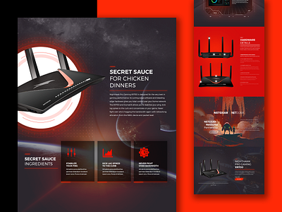 Netgear Nighthawk XR700 Landing Page design features gaming landing page landing page design netgear product detail product features product page product website router space ui ui design ux ux design web web design website website design