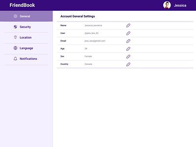 007 Settings dailyui design settings socialnetwork ui web