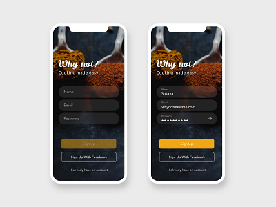 Daily UI 001 - Sign Up app challenge cooking app daily ui daily ui 001 design layout mobile mobile app mobile app design screen sign up signup ui ux