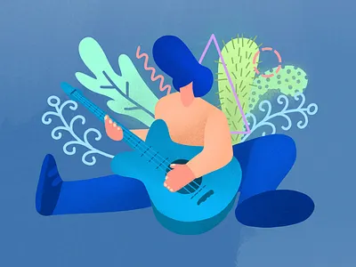 Guitarist character colors flat flat design flat illustration guitar illustration instrument music