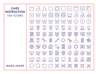 Made By Made | Line Icons – Care Instructions care instructions cleaning clothing how to icons illustrations infographics laundry line icons symbols textiles ui ux vector washing