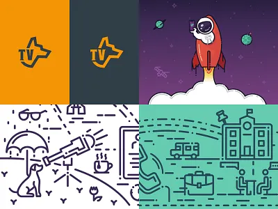 2018 Top Shots app design art direction badge frontline education illustration line art logo prodogtv rocket illustration rocketship ux design