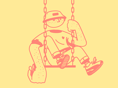 a man in sneakers is swinging design duotone editorial design freckles illustration man minimalist procreate streetwear swing