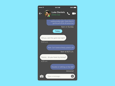 Daily UI #13: Direct Messaging 013 app chat dailyui dailyui013 dailyuichallange dark theme design direct message message app minimal ui ux