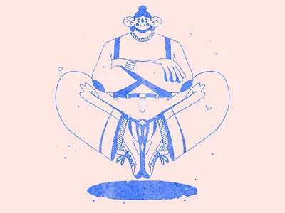 a funny person with a lot of self-confidence big design editorial illustration halftone illustration levitation lotus magic man minimalist procreate streatwear yoga zen