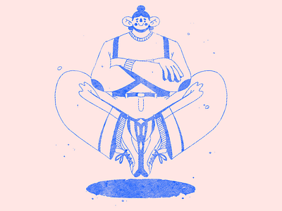 a funny person with a lot of self-confidence big design editorial illustration halftone illustration levitation lotus magic man minimalist procreate streatwear yoga zen