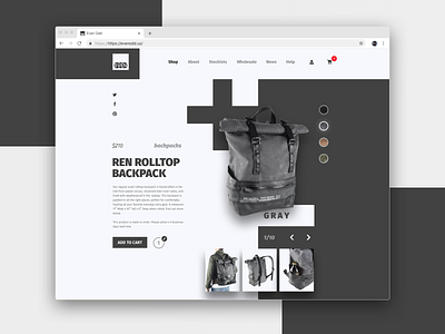 EvenOdd backpack landing page product product page shop ui website